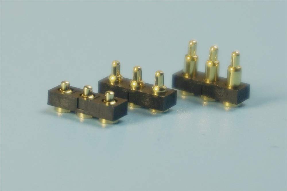 Gimax 100pcs Spring Loaded Pogo Pin Connector 3 Pin 2.54 mm Grid Height 2.0 2.5 3 3.5 4 4.5 5 5.5 6 6.5 7 7.5 8 8.5 9 9.5 10 mm SMD - (Color: Height 9.5)