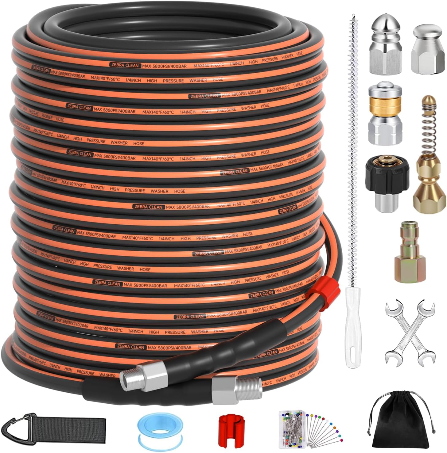 150FT Sewer Jetter Kit for Pressure Washer, 1/4