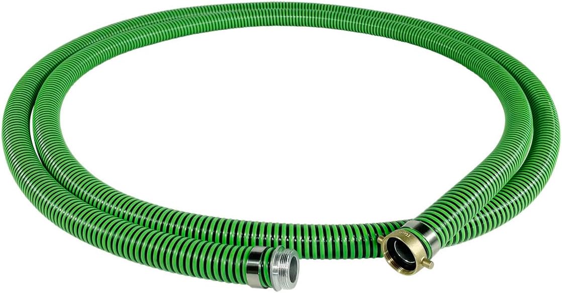 Gloxco Heavy Duty EPDM All Weather Suction Hose Assembly, Black Tube, Lime Green Helix, 1-1/2