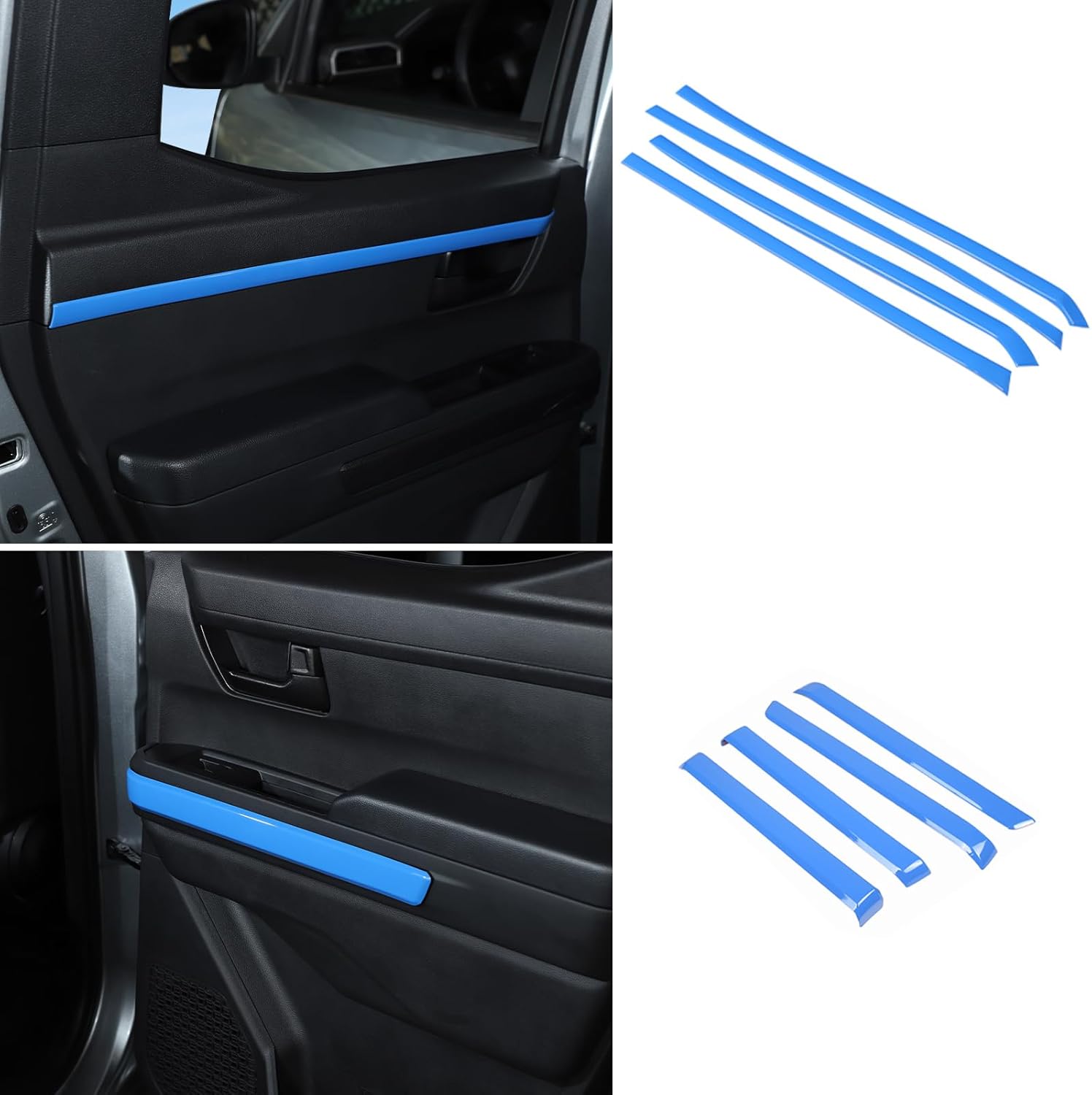 Car Inner Door Panel Trim Strips Kit Compatible with Toyota Tacoma 2024-2026, Front & Rear Door Handle Armrest Side Panel Molding Decorative Cover Protector Accessories, Fit Without TRD Logo Version