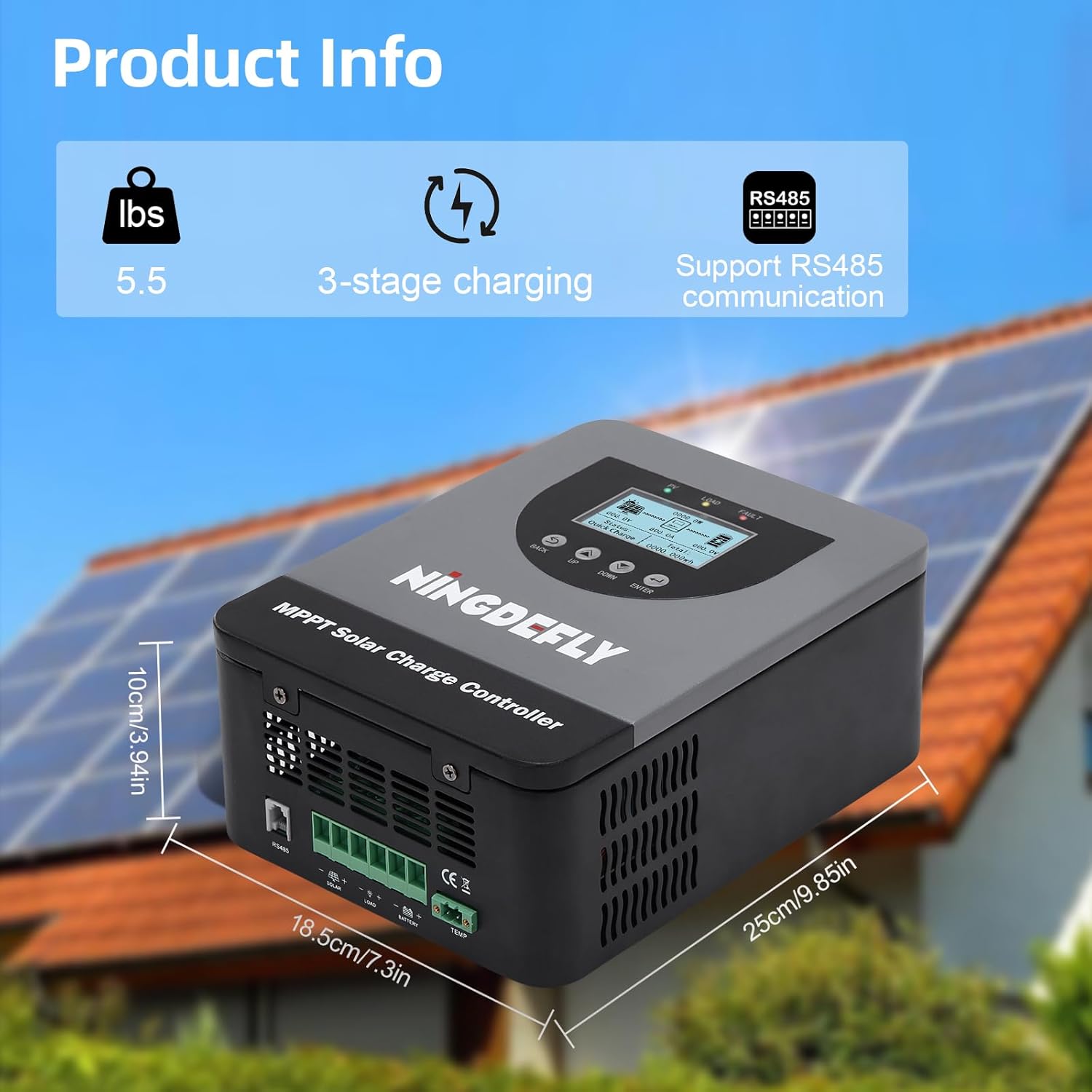 MPPT Solar Charge Controller 60A 96V Auto 12V 24V 36V 48V 60V 72V 84V 96V Solar Regulator for Solar Systems with LCD Display Suitable for FLD LiFePO4 SLD Gel Batteries