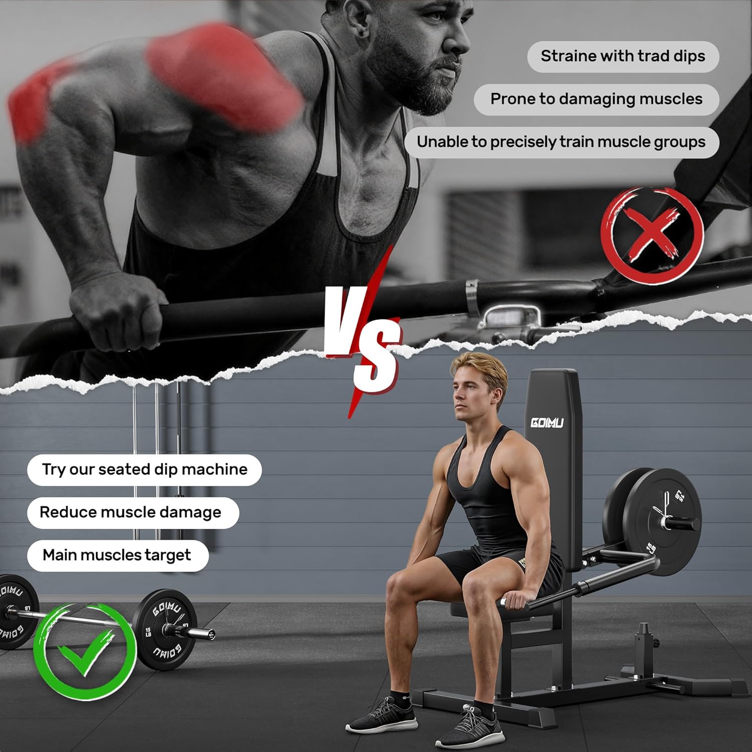 SD01 Seated Dip Machine, 400LBS Strength Training Upper Body Machine with Tricep Dip Press & Cable Bar for Home Gym, Compact Design for Chest, Biceps, and Triceps Workout