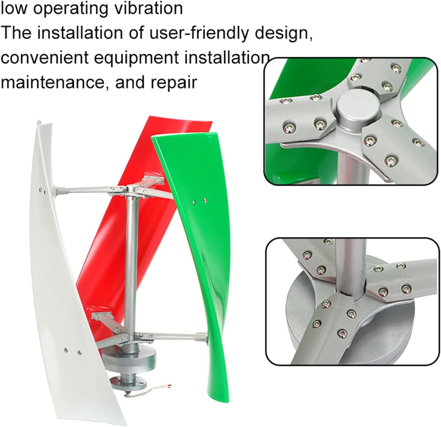 Vertical Axis Wind Turbine Generator, 4000W 24V 48V 96V 120V 220V 3 Blades Vertical Magnetic Floating Upright Wind Generator for Home Use