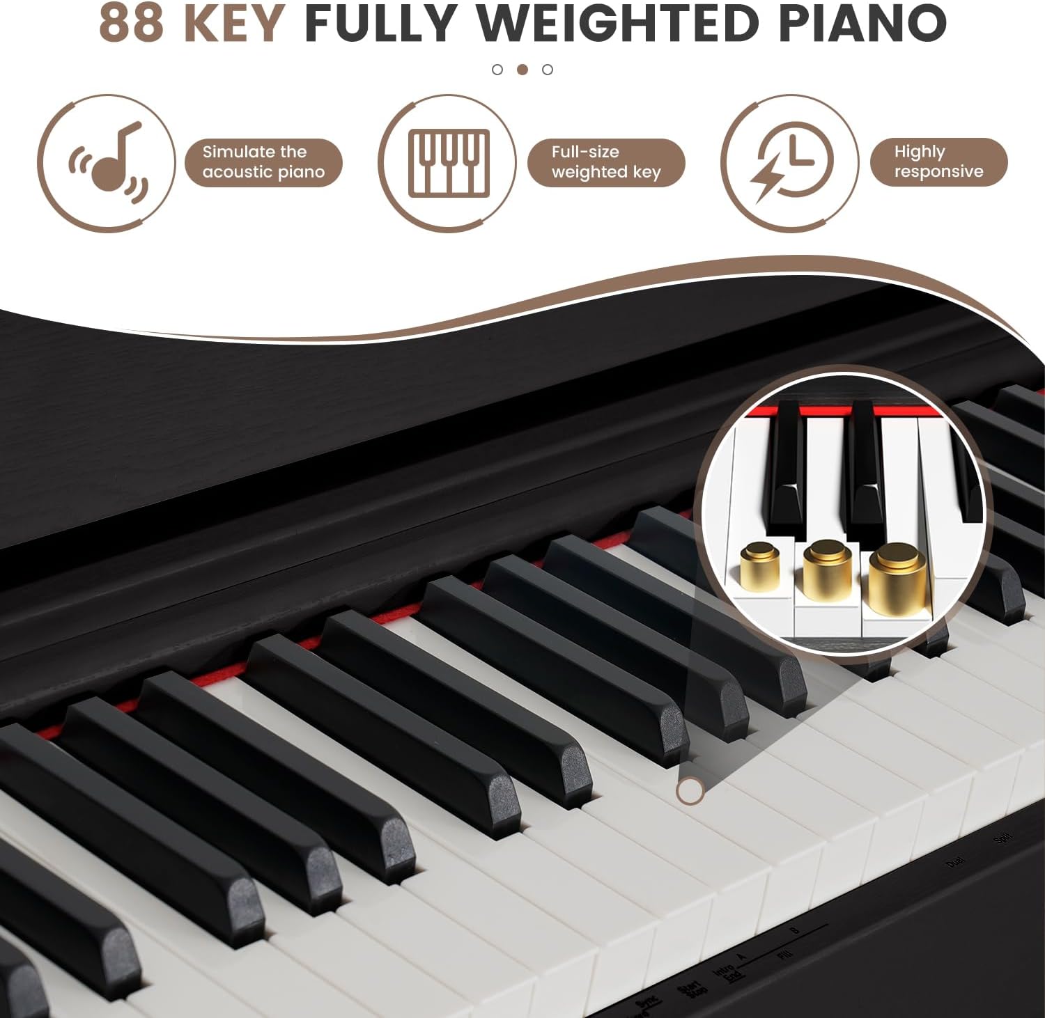 88 Key Full-Weighted Digital Piano, Full Size Electric Piano for Beginners, with U-Stand, 3 Pedal Unit, Adjustable Stool, Headphone, MIDI Functionality (Black)