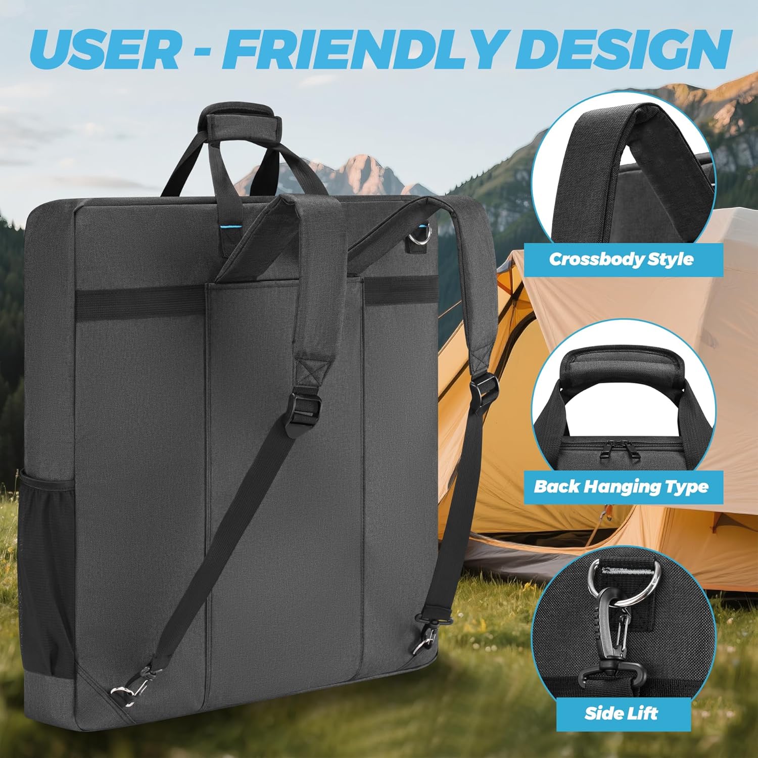 Travel Carrying Case Compatible with Jackery& BLUETTI& Anker 100W 200W and GRECELL Solar Generator 100W 200W&200W Pro, Solar Panel Storage Bag, Padded Carrying Case for 2 Panels with Multiple Pocket