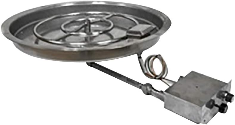 Hearth Products Controls (HPC) Manual Spark Flame Sensing Fire Pit Burner Kit (FPPK25-LP), 18-Inch Round Burner, 25-Inch Bowl Pan, Propane Gas