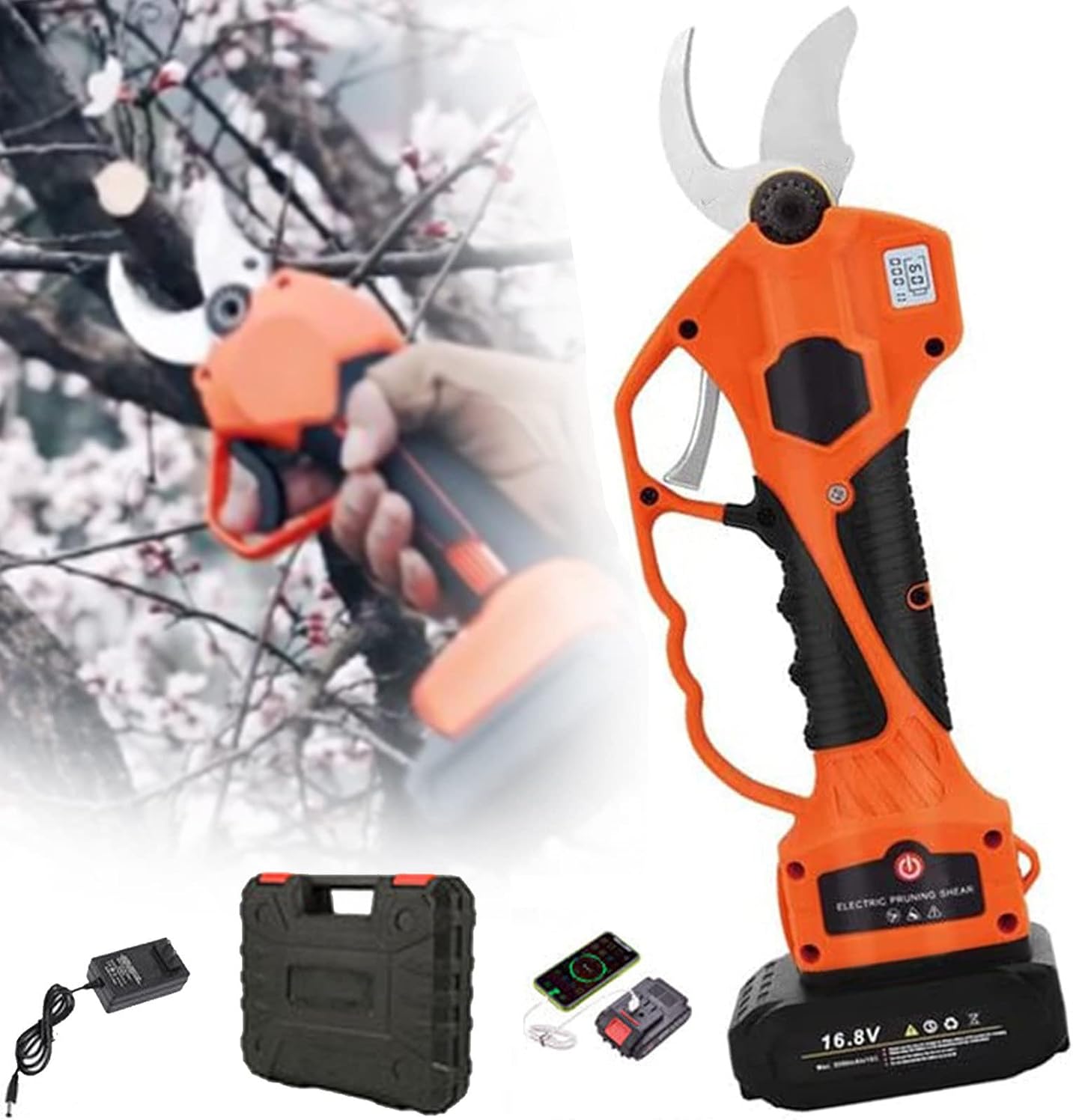 Professional Electric Secateurs Electric Pruning Shears Garden and Vineyard Cordless Pruner Electric Scissors Garden Shears Lawn Repairer Tools,30mm