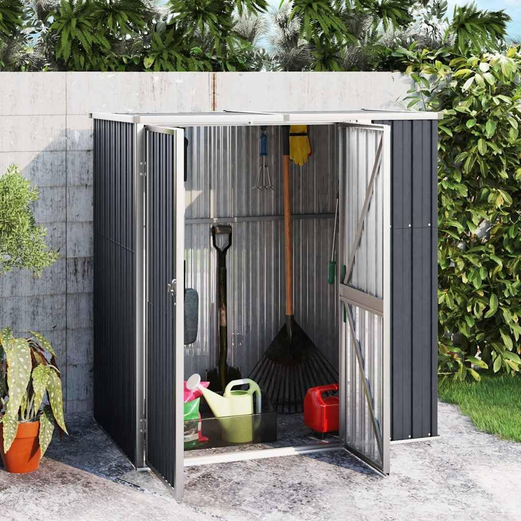 Anthrazit Garten Tool Shed 161x161x161 cm Metall Outdoor Storage Anthrazit mit Schrägdach Modern Stable Robust für Garten Garage und Kleine Terrasse
