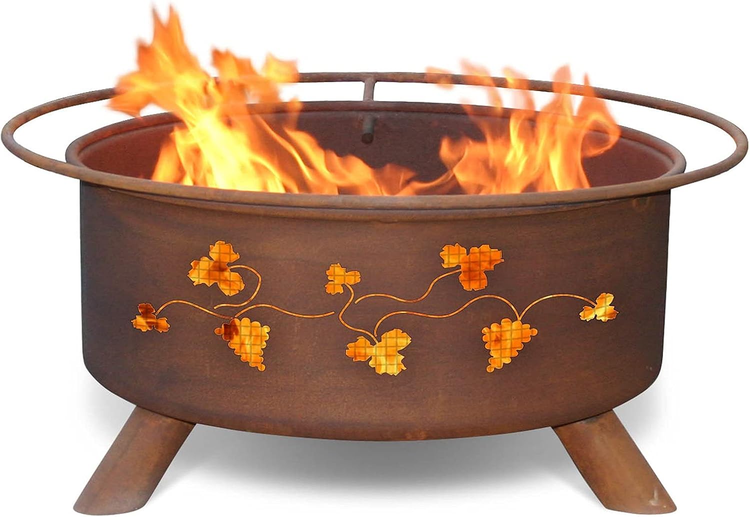 Patina Products F111 Grapevines Steel Outdoor Fire Pit - 24 x 24 x 11 inch - Natural Rust Patina Finish