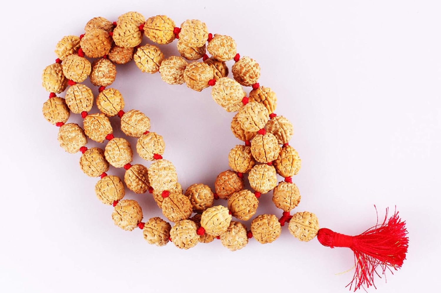 numeroastro 3 Mukhi/Three Faced Original & Natural Rudraksha Beads Kanthi Mala (54+1) Beads (1 Pc)