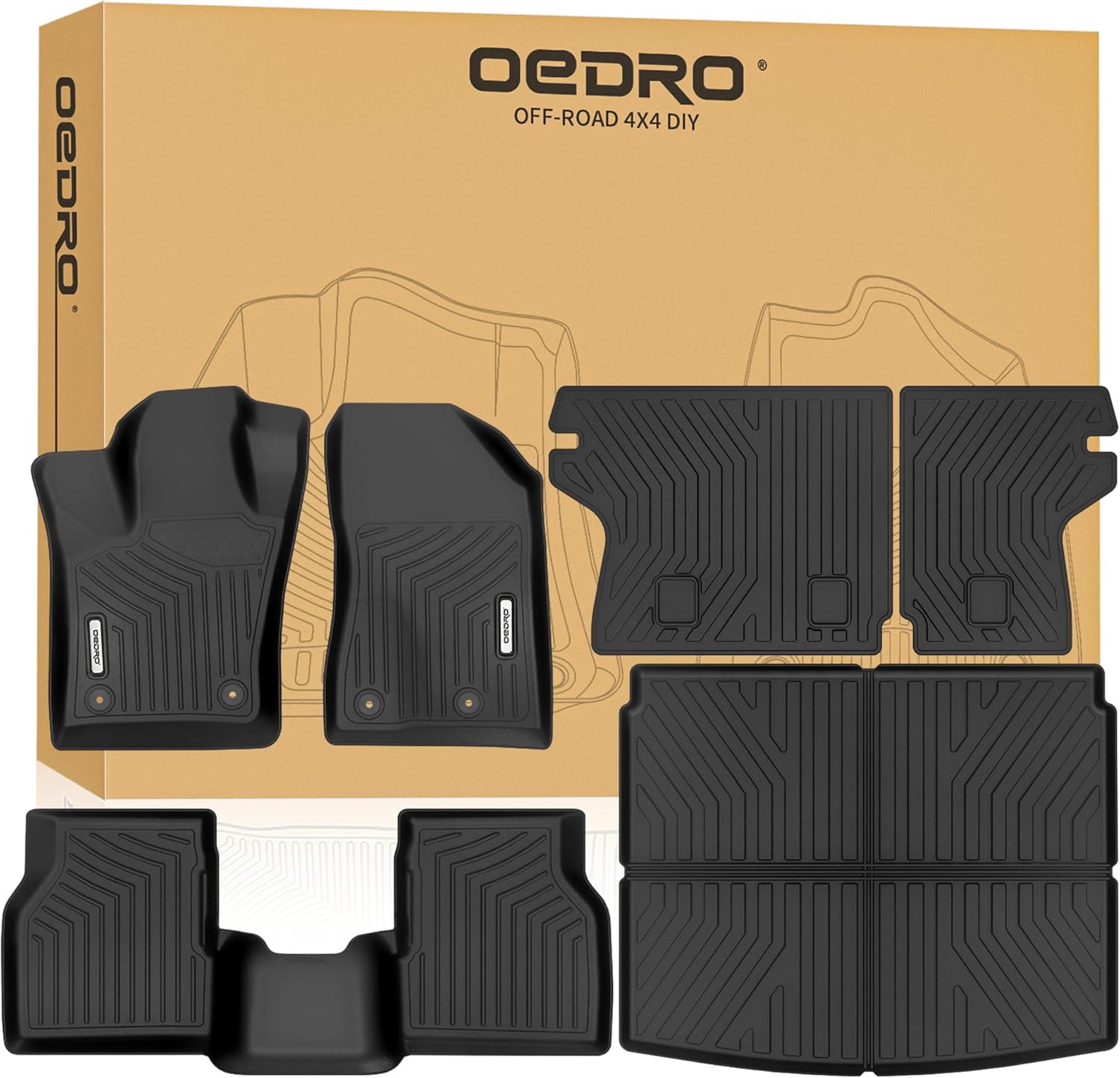 OEDRO Floor Mats & Cargo Liner with Backrest Mat for Jeep Compass 2026-2017, All Weather TPE Custom Fit Car Mats Floor Liners Seatback Accessories
