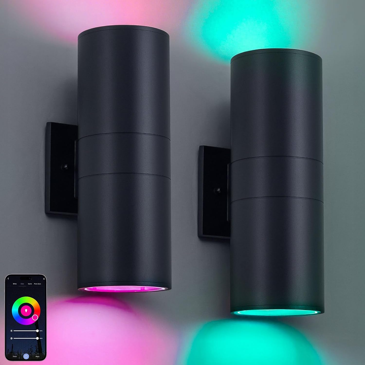 Nigaut Smart Outdoor Wall Lights, 30W Exterior/Interior Lighting Fixture Compatible with Alexa, Up and Down Lights Outdoor for Porch Garden, 2.4 GHz Wi-Fi & App Control