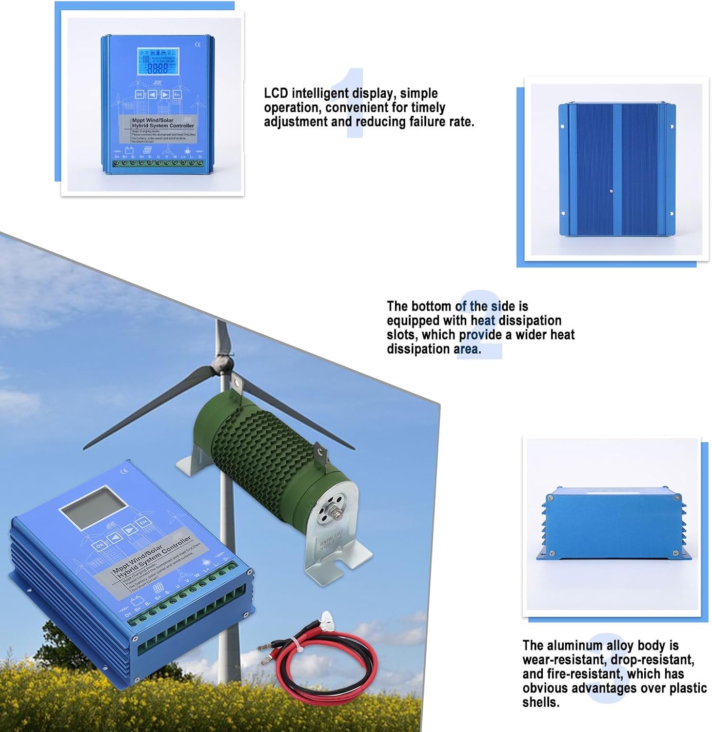 13000w Mppt Solar Wind Hybrid Charge Controller 6500w Solar and 6500w Wind Power Hybrid Charge Controller 12v/24v for Battery Booster System (12v/24v/48v) 48V-13000W
