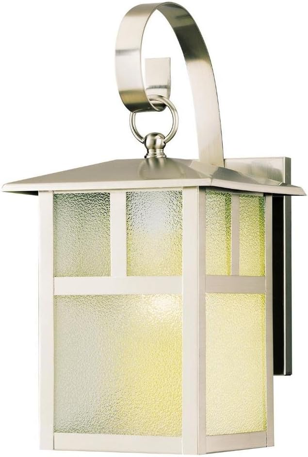 Westinghouse 6991900 One-Light Exterior Wall Lantern, Brushed Nickel Finish on Steel with Clear Textured Glass Panels