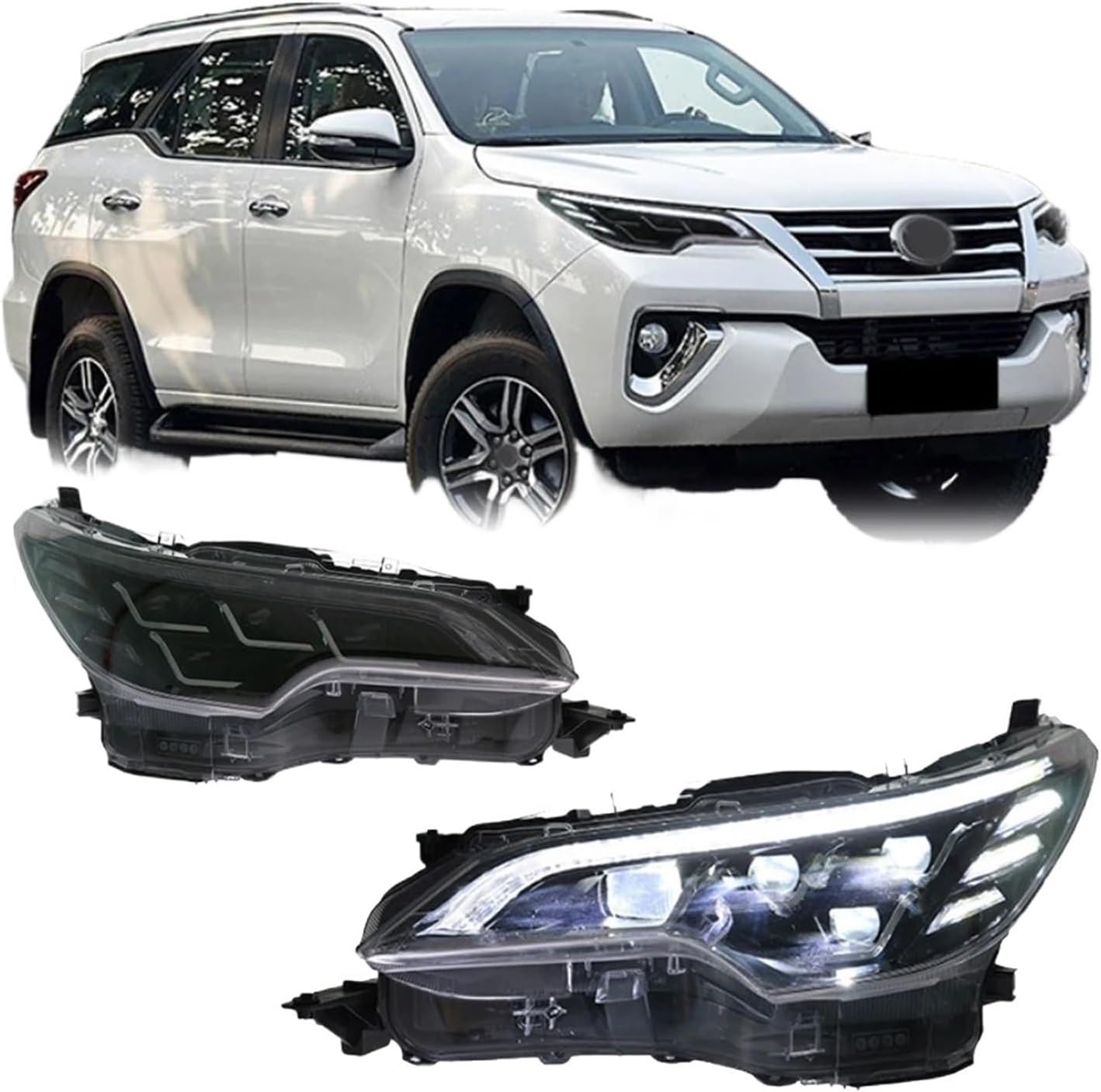 LED HeadLights Compatible For Toyota Fortuner 16-20 Style Led DRL Car Head Lamp Assembly Signal Auto Accessories Modified Lamp