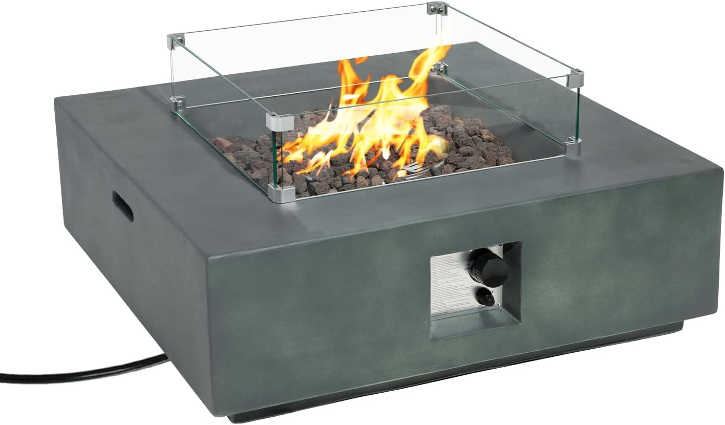 SUNBURY Outdoor Propane Fire Pit Table, 50,000 BTU Patio Gas Fire Table (Dark Green)