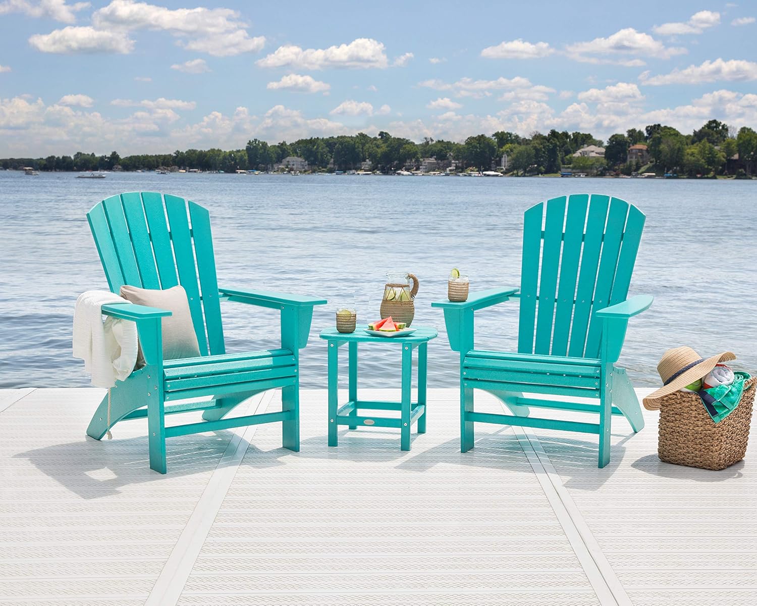POLYWOOD Nautical Curveback Adirondack Chair, Fire Pit Patio Furniture, All-Weather HDPE Outdoor Seating, Fade-Proof, White, Deck Garden Poolside
