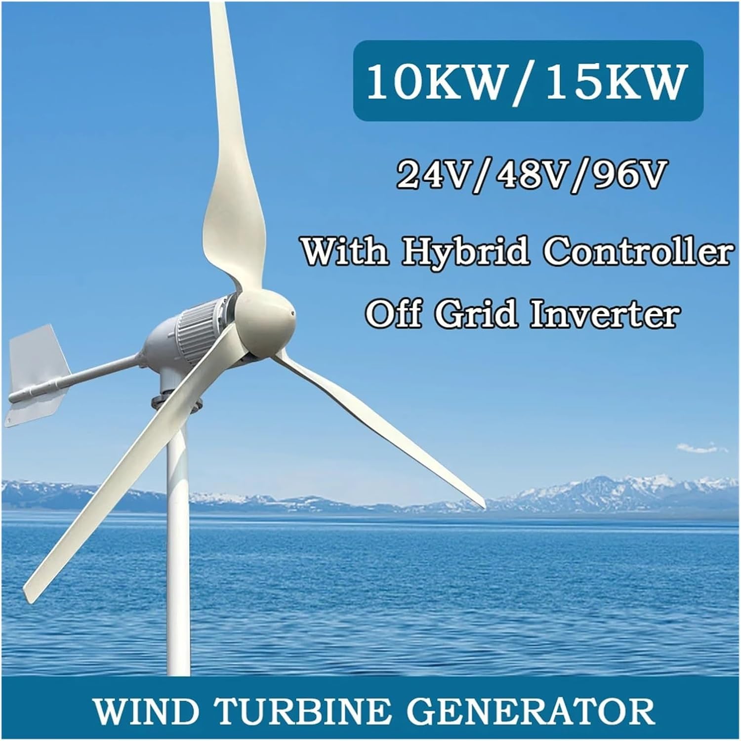 10000W Wind Turbine Power Generator 12V 24V 48V 96V Output System for Home Complete Kit Low Starting Speed for Home(Hybrid Control,96V_15KW)