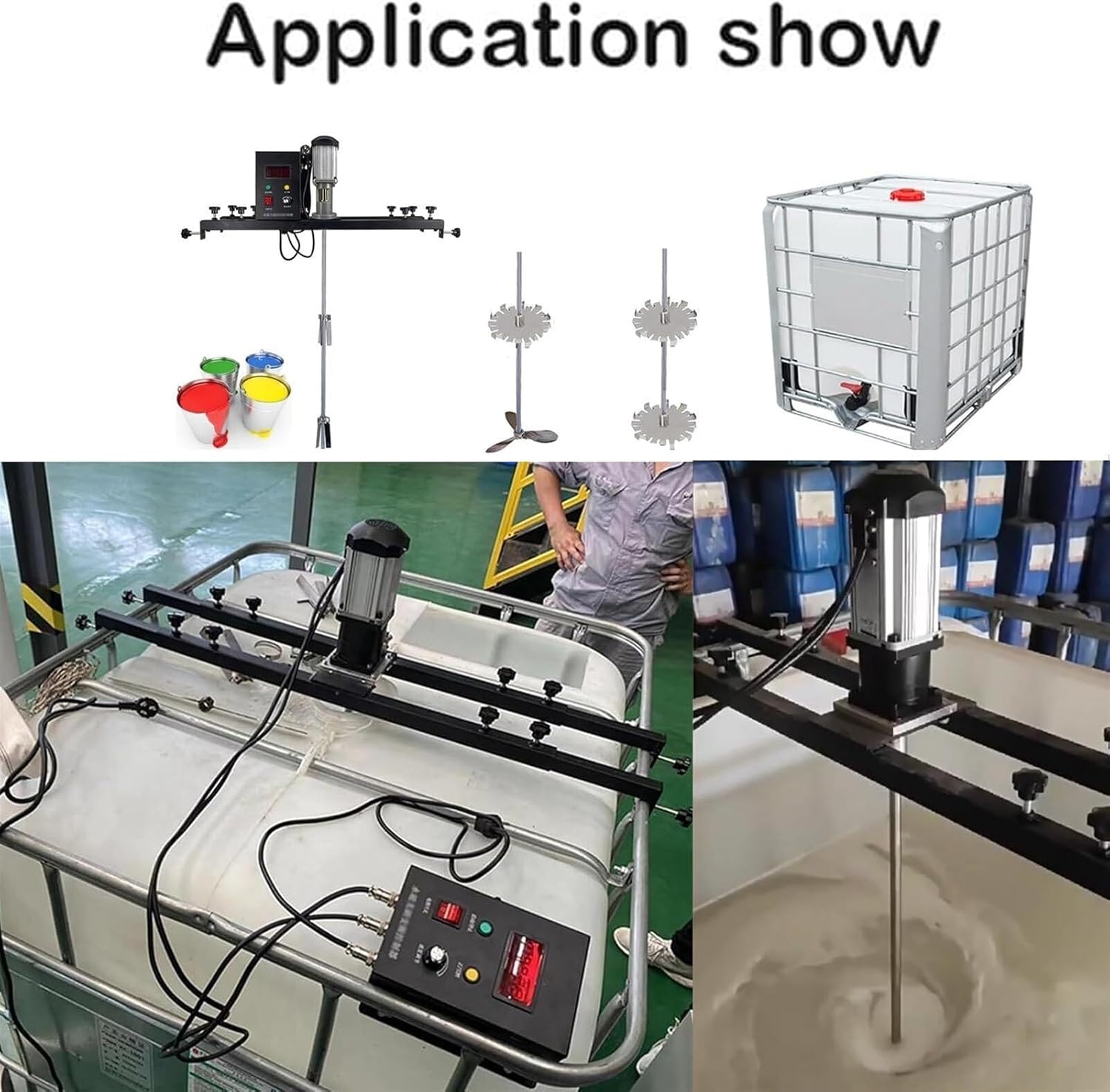 Electric IBC Bucket Mixer, Electric Tank Mixer Machine, 980W 0-3000 Free Speed Adjustment, Motor Noise is As Low As 45 Decibels, for Ink Dissolver Agitator,Packageb(Packageb)