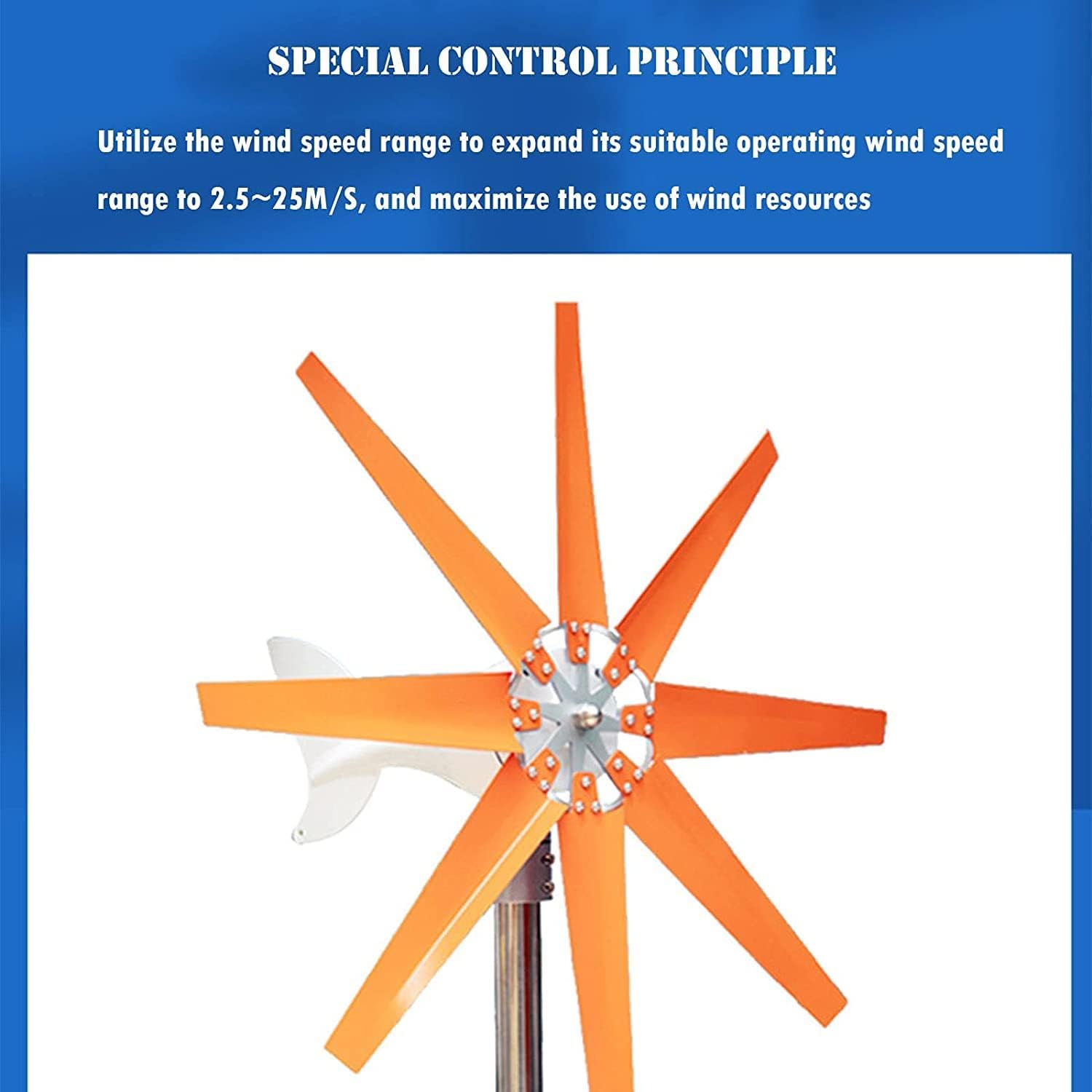 Wind Turbine Generator, Wind Turbine Motor Generation for Home Use, Wind Turbine Generator, 8-Blade Wind Generator for Home/Camping