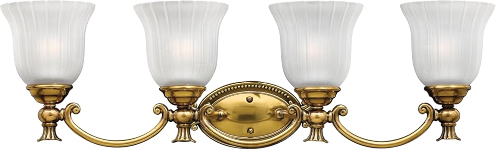 Hinkley Francoise Collection Traditional Four Light Bathroom Vanity Fixture, Burnished Brass