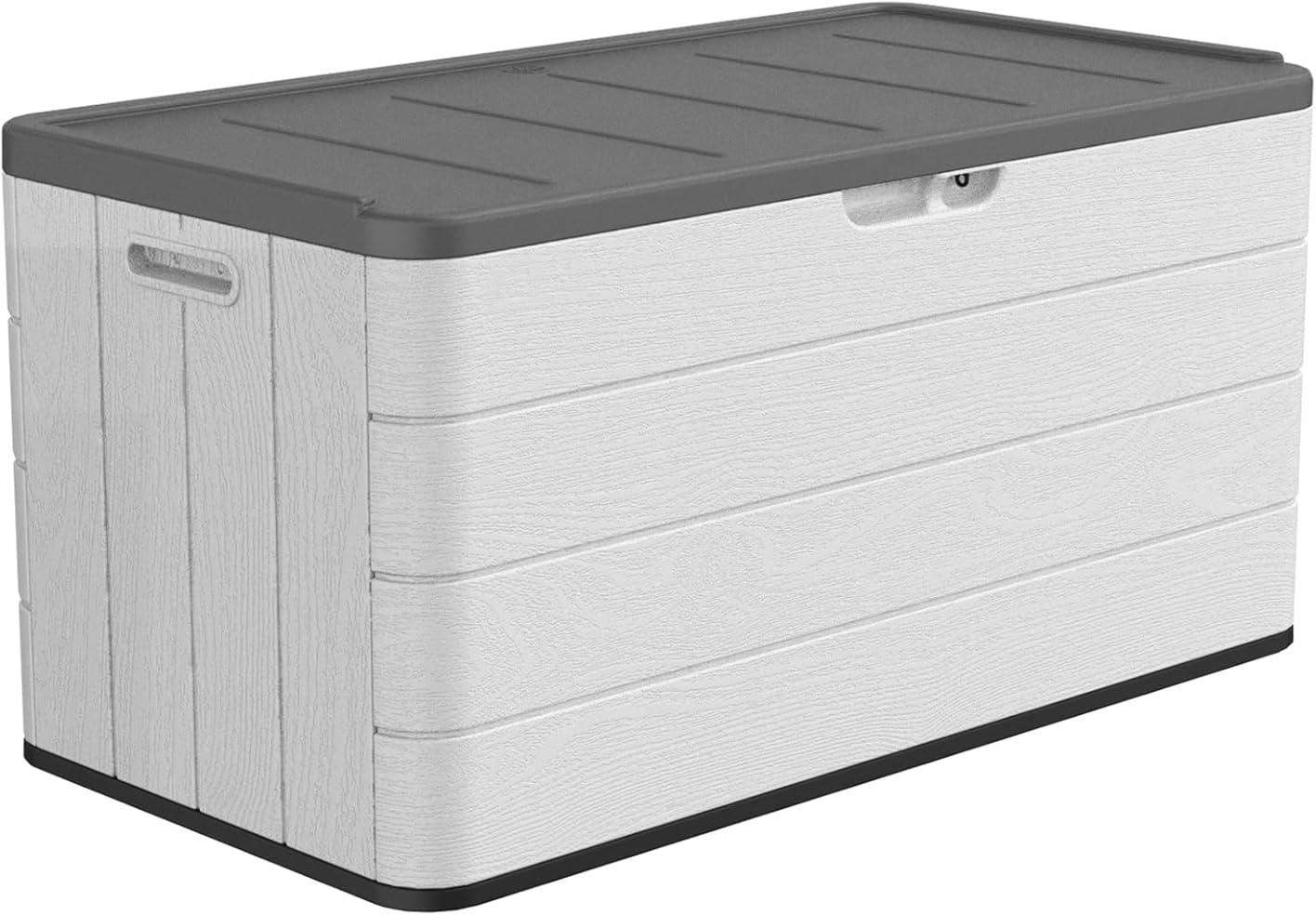 ADDOK Large Resin Deck Box Lockable, Outdoor Garden Storage Box Waterproof, Elegant Storage Bench for Cushions, Garden Tools