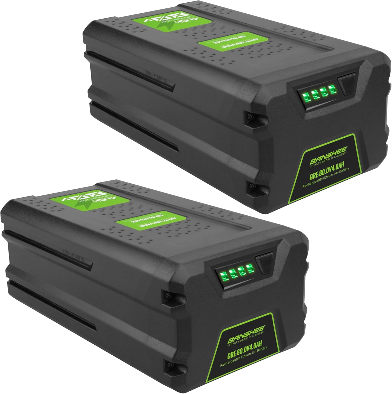 2 Pack of Banshee 80V 4.0Ah Lithium Ion Replacement Batteries, Compatible with Greenworks 80V Max Cordless Power Tools, Equipment, & Original Chargers