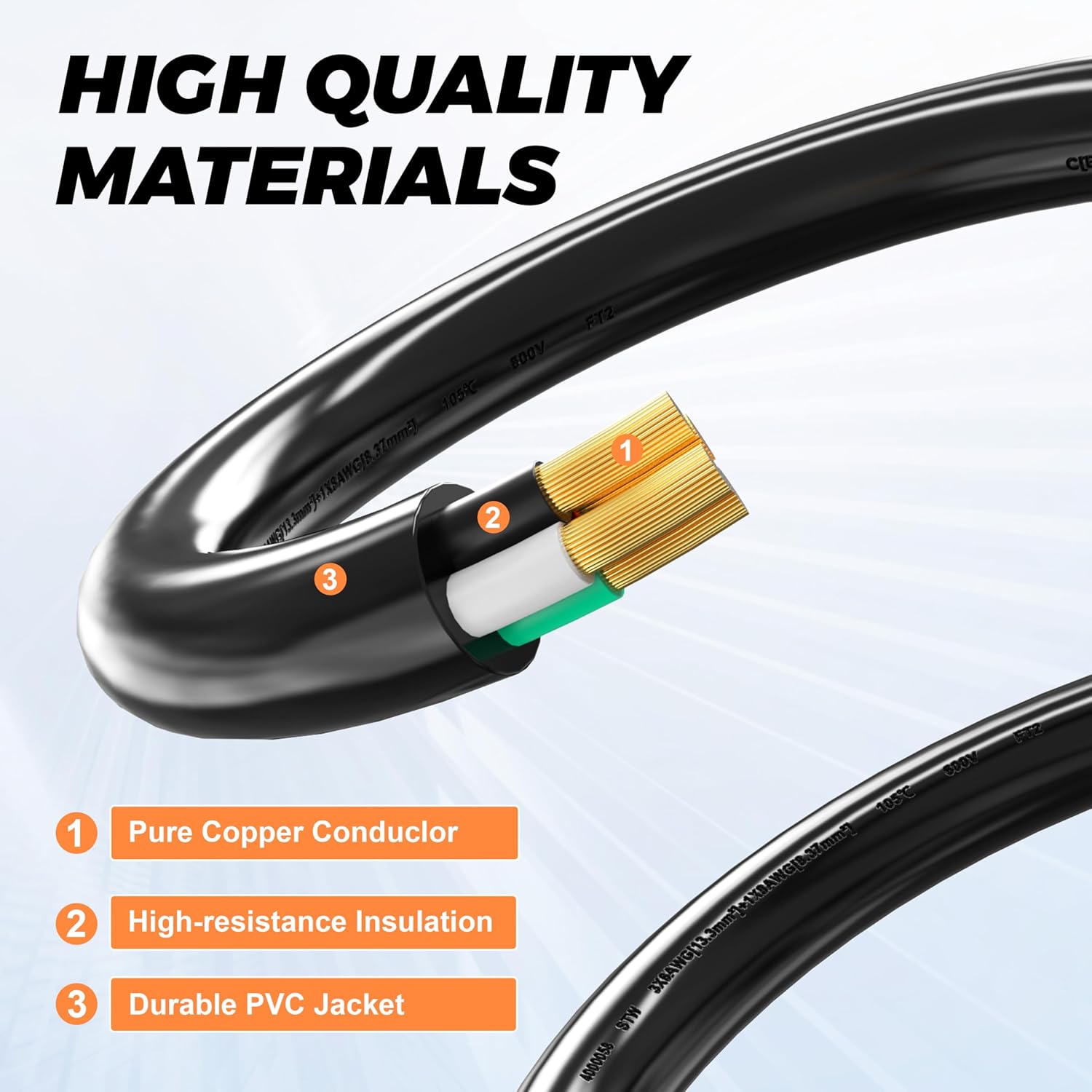 UL Listed 50 Amp 25 Feet Generator Extension Cord, NEMA 14-50P Male to SS2-50R & CS6364 STW 6/3+8/1 AWG 125/250V Generator Power Cord Twist Lock Connectors for Generator to House