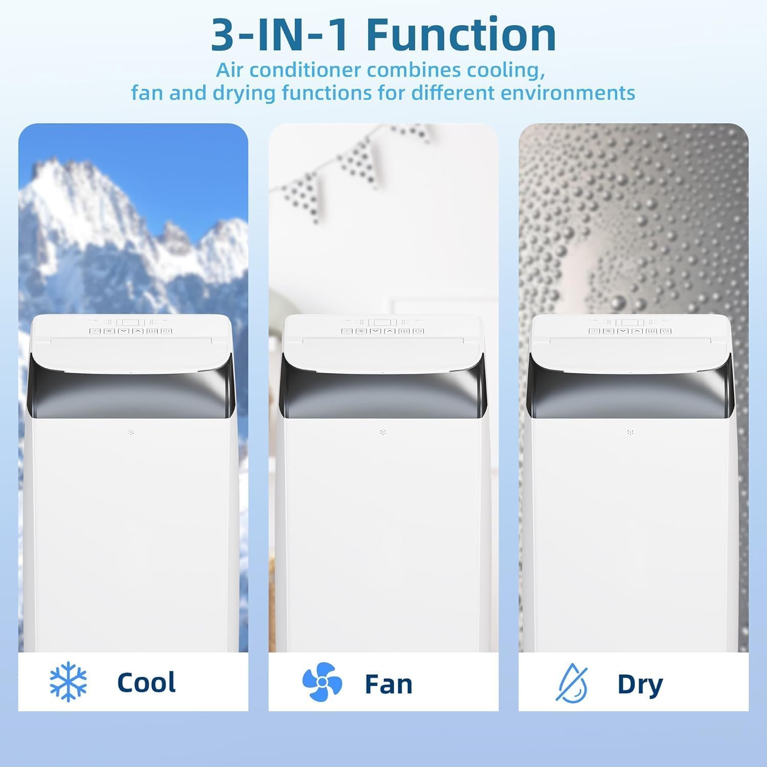 14,000 BTU Portable Air Conditioners, Portable AC Units for Rooms with Dehumidifier and Fan, Room Air Conditioner Cools Up To 750 Sq.Ft., Quiet Operation, Remote Control, White Cover