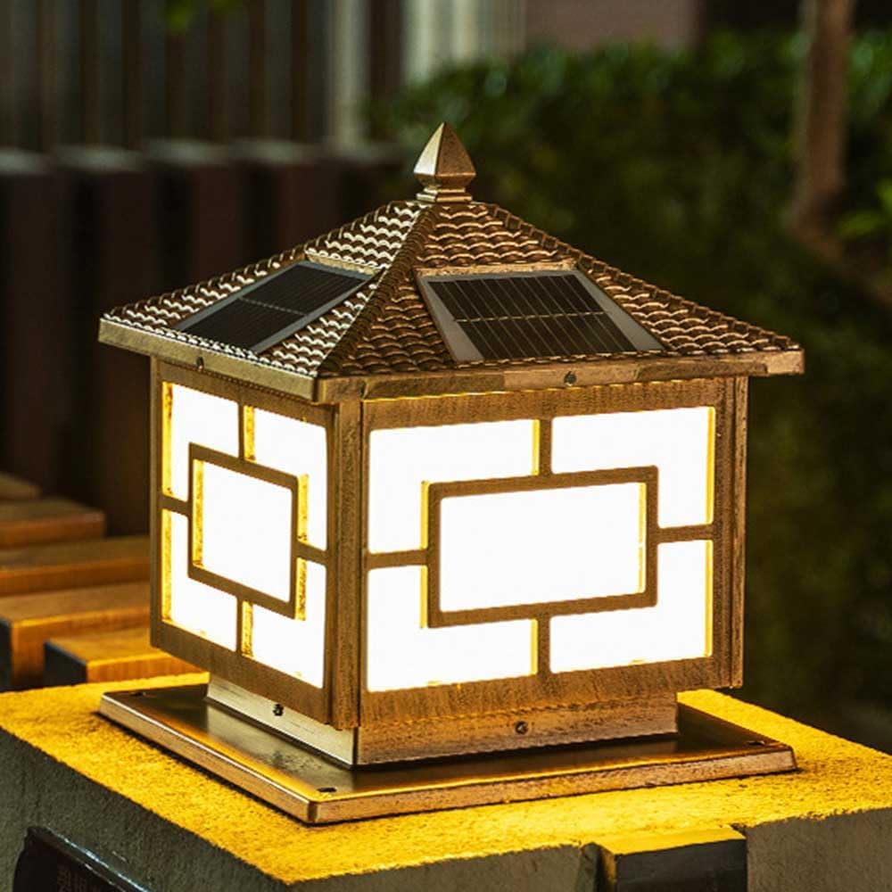 RCIDOS Bronze Column Lights Outdoor E27 Waterproof Pillar Lights Outdoor Acrylic LED Pillar Head Lamp Lighting Fixture External Patio Landscape Decor Post Lamp for Outside Lights Fence Decorations