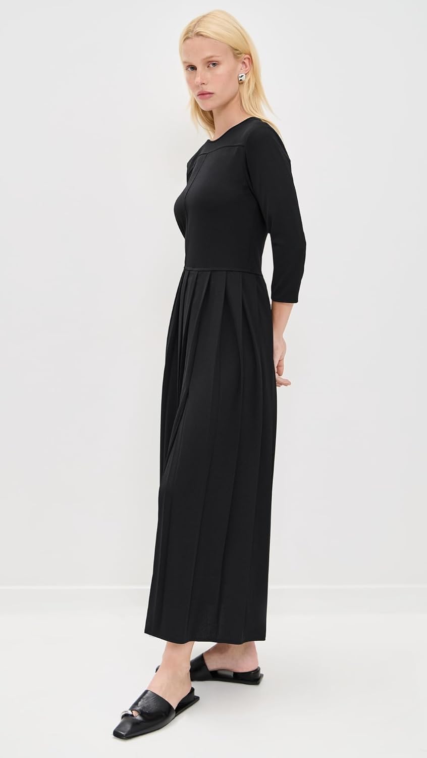 Theory Women's Long Sleeve Pleat Midi Dress