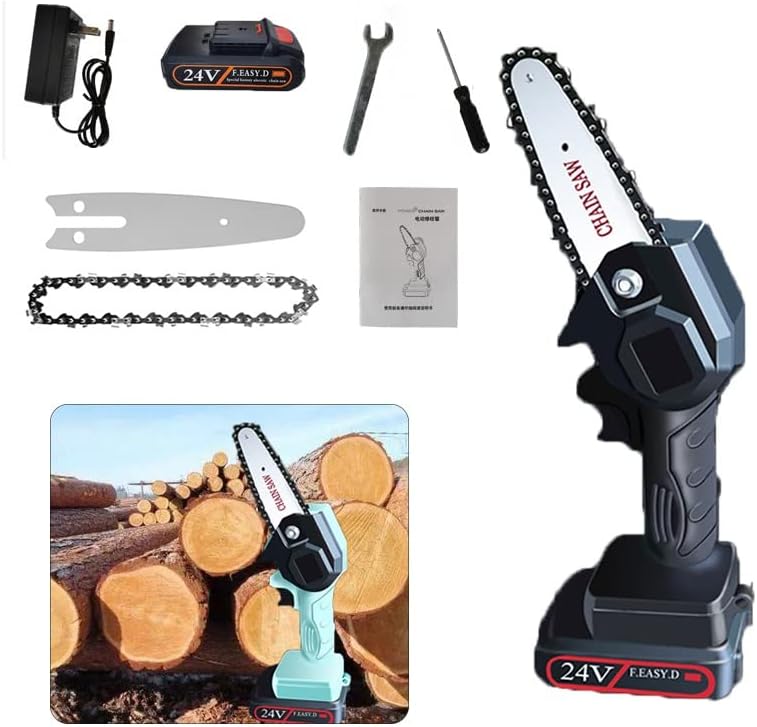 Mini Chainsaw with Battery,Mini Chain Saw,Handheld Chainsaw,Cordless Chainsaw with Charger,Cordless Battery Power, Portable Electric Chainsaw, Suitable for Gardening, Wood, Outdoor Camping