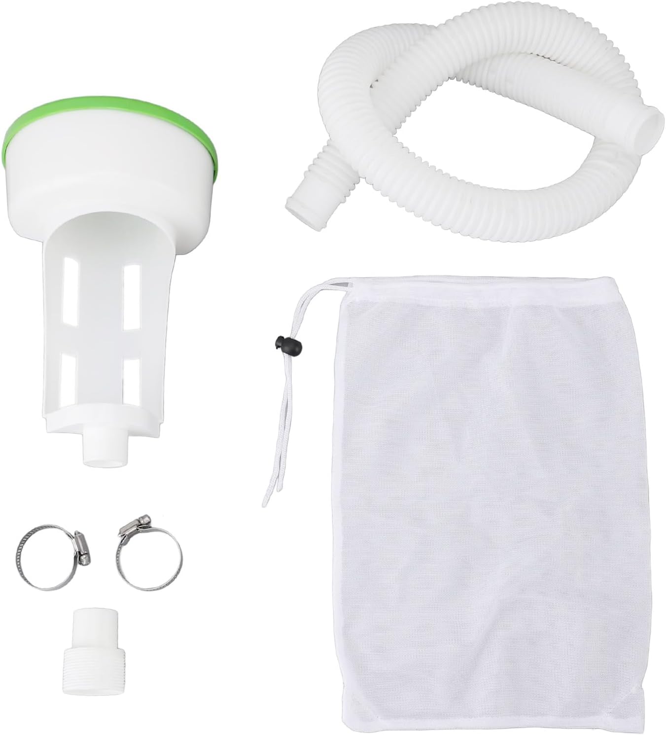 Respicefinem Pool Cleaner Leaf Bag Plastic Swimming Pool Leaf Net with Hose Connector for Spa