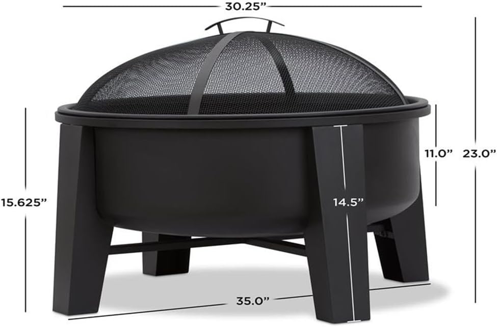 Real Flame Forsyth Wood Burning Fire Pit 360-BLK Black