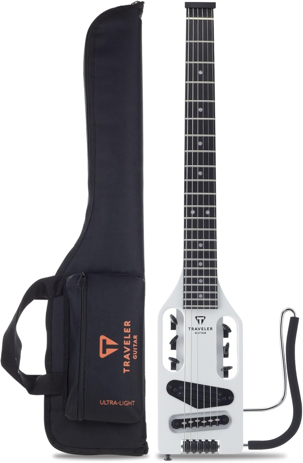 Traveler Guitar Ultra-Light Electric Guitar Satin White | Portable Electric with Removable Lap Rest | Full 24 3/4