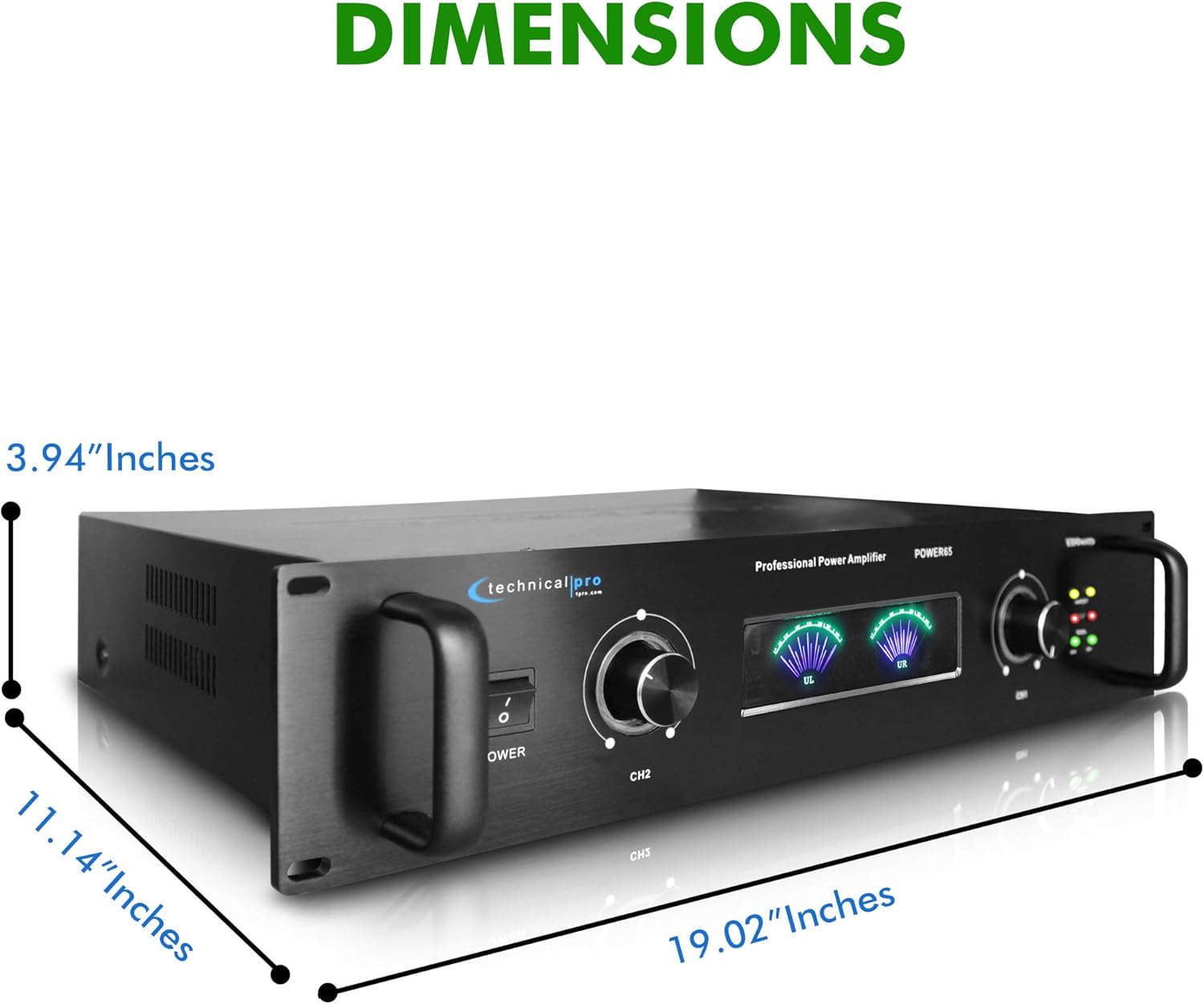 Technical Pro 6000 Watts Professional Portable PA System, 2 Channel Digital Stereo Power Amplifier with Dual Cooling Speed Fans for Home Speaker System