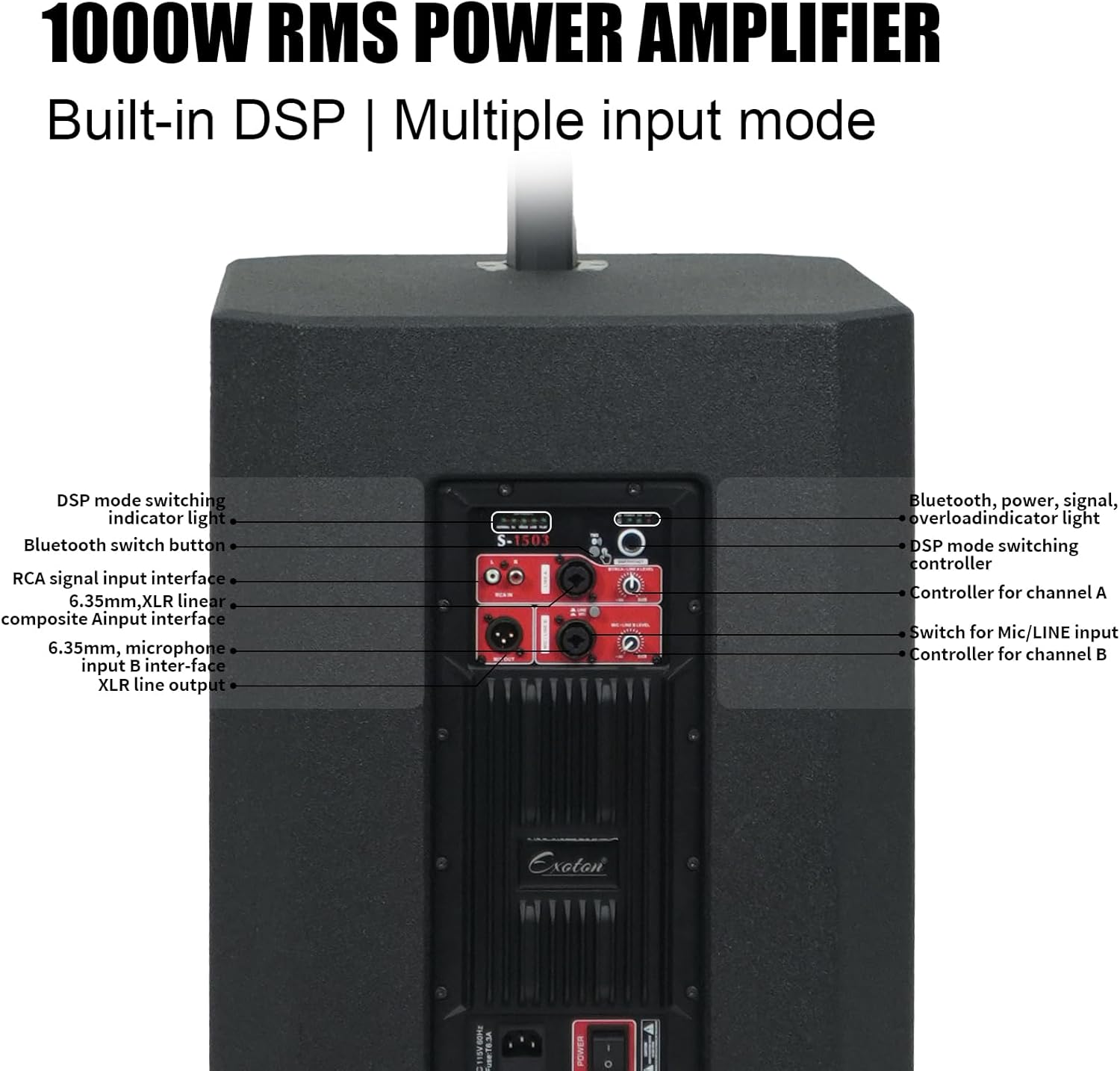 EXOTON S-1503 Portable Line Array Column PA/DJ System with 15