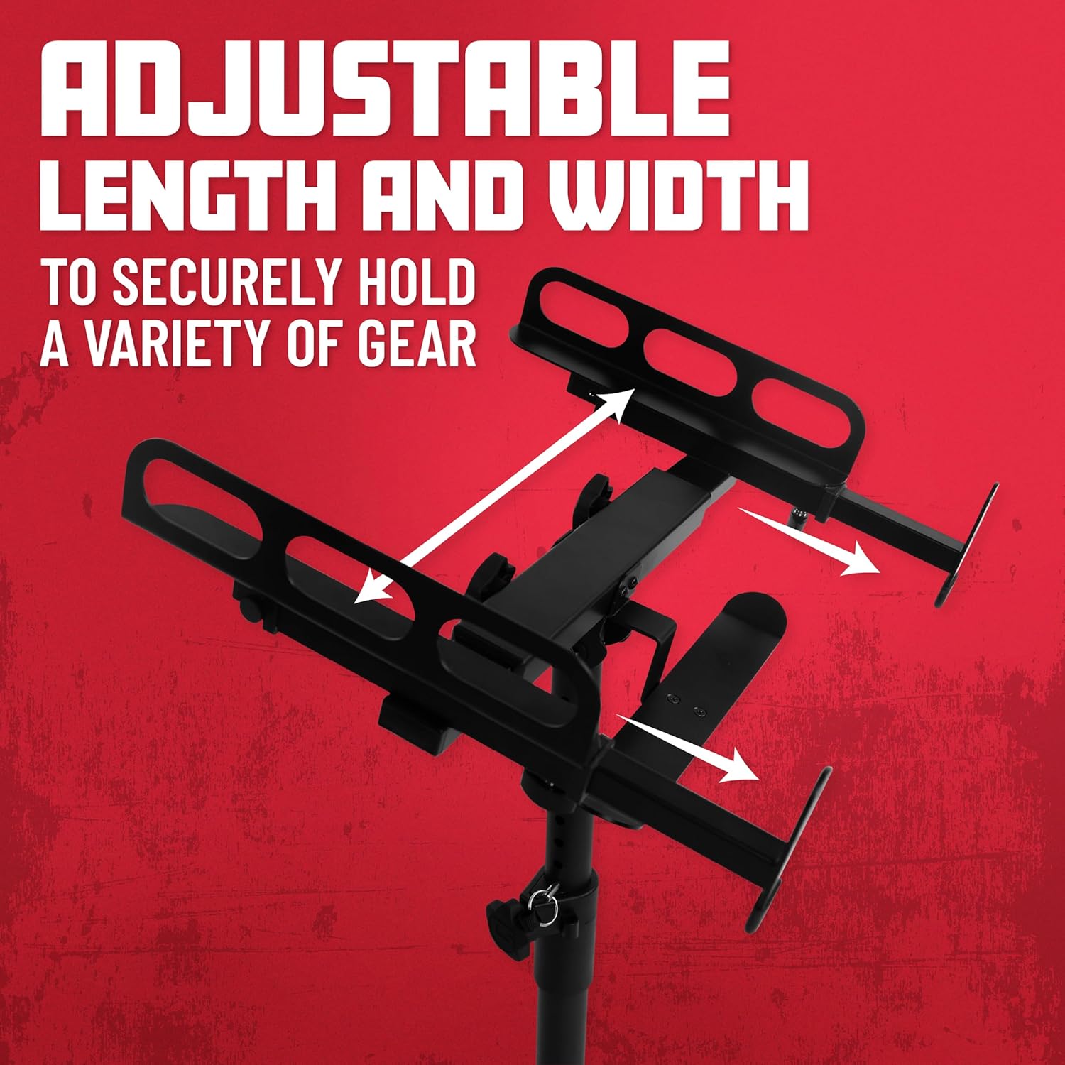 Gator Frameworks Adjustable Rolling Mixer Stand with Locking Casters and Headphone Hanging Rack, (GFW-MIXERCART-0400)