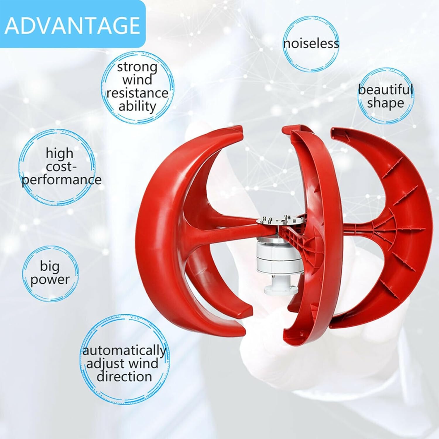 800W 5 Blade Vertical Axis Wind Turbine Kit 12V/24V Lantern Wind Turbine Generator + 2000W Inverter Free Energy Windmill Home Permanent Magnet Generator(12V)