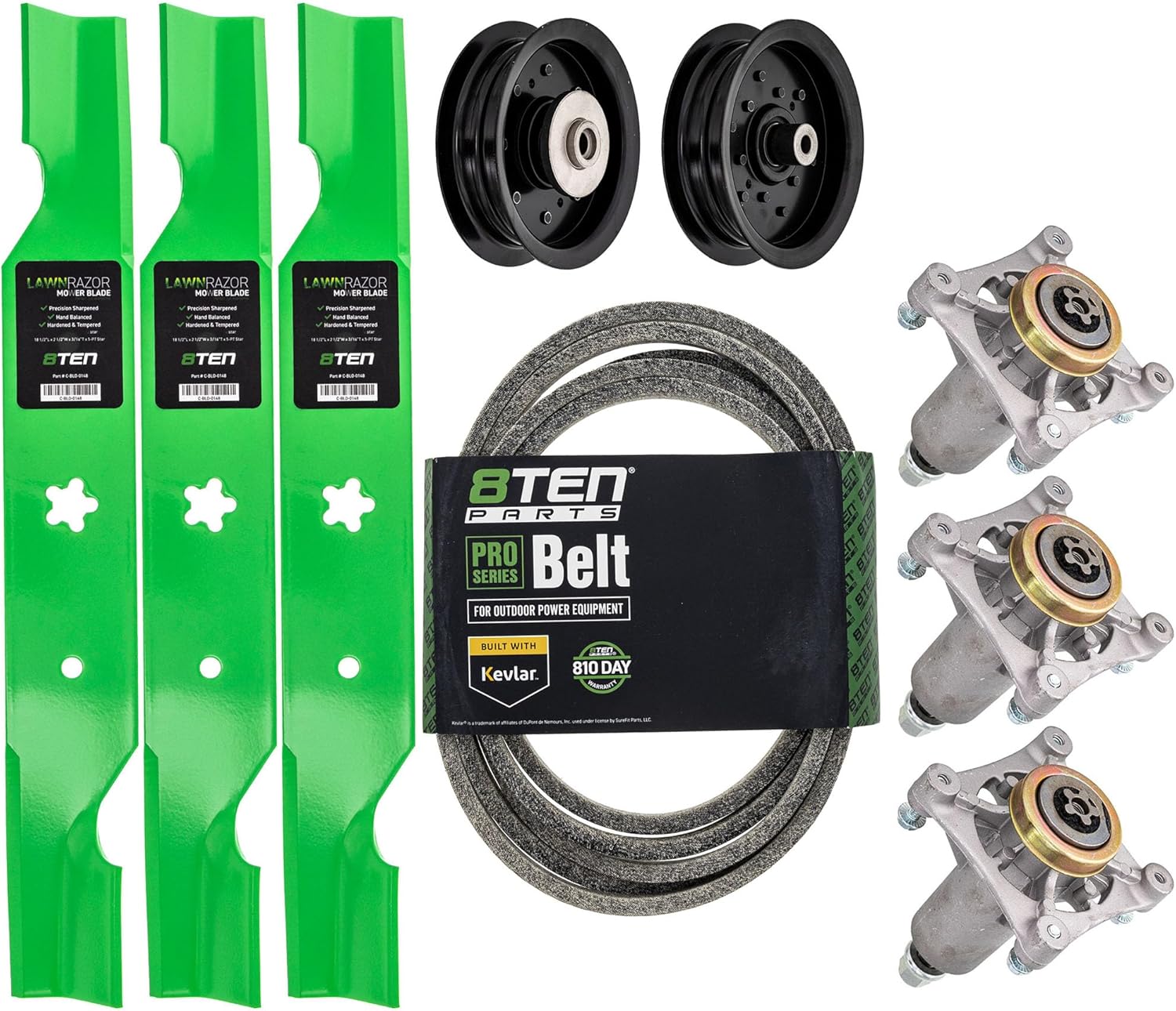 8TEN Deck Rebuild Kit for Husqvarna Poulan Pro 54 inch GTH 24V54 264T YTH 2454 24V54 Blade Spindle Belt Idler