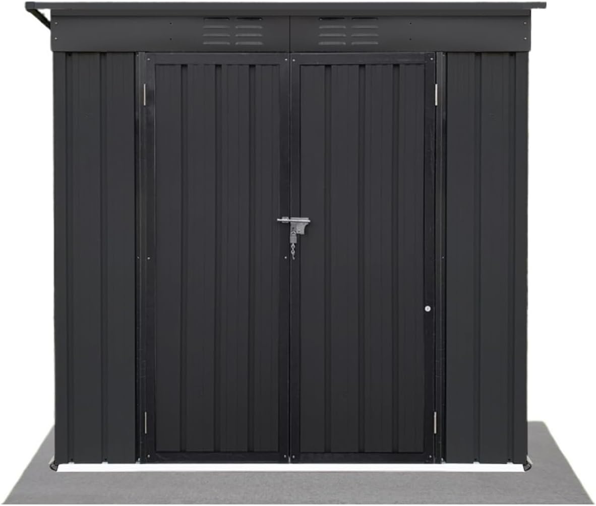 Garden Sheds Metal Garden Sheds 4ft x 6ft Outdoor Storage Sheds with Punched Vents, Practical Garden Storage Shed, Black Outdoor Storage Sheds