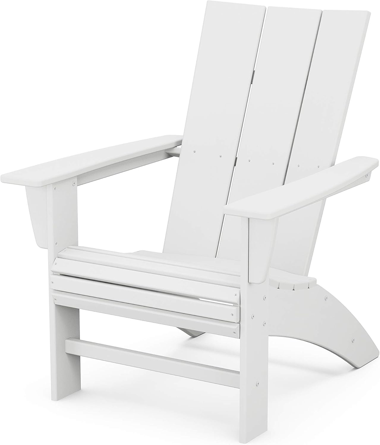 POLYWOOD Modern Curveback Adirondack Chair, Outdoor Patio Furniture, Fire Pit Lawn Lounger, Bonfire Seating, Fade-Proof HDPE, White