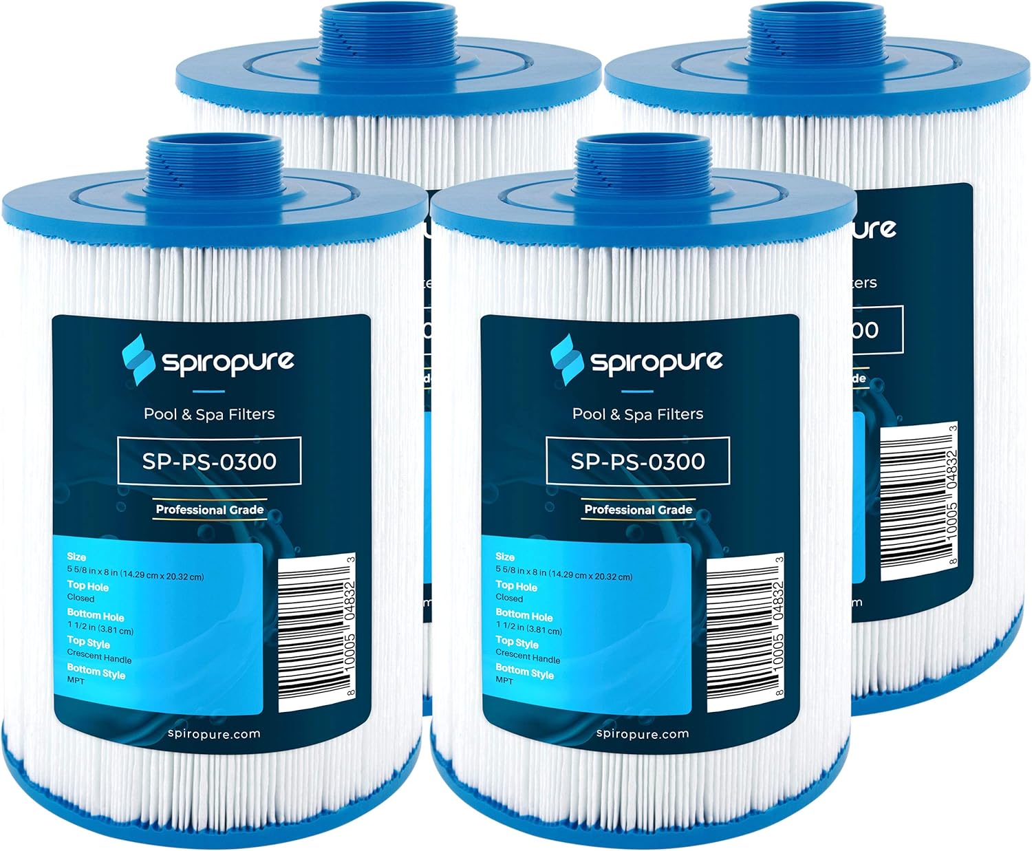 SpiroPure Replacement for Unicel 5CH-35 Pleatco PAS35P PAS35P4 Filbur FC-0300 Hot Tub Spa Pool Filter Replacement Cartridge (Case of 4)