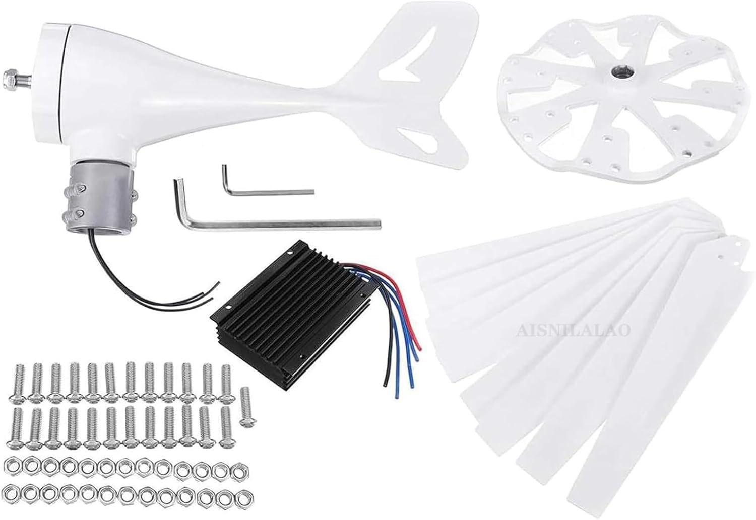 Wind Turbine Generator Kit, 12V 24V 48V 1500W Wind Power Generator with 8 Blade and MPPT Charge Controller for Marine, Home Hybrid Solar Wind System