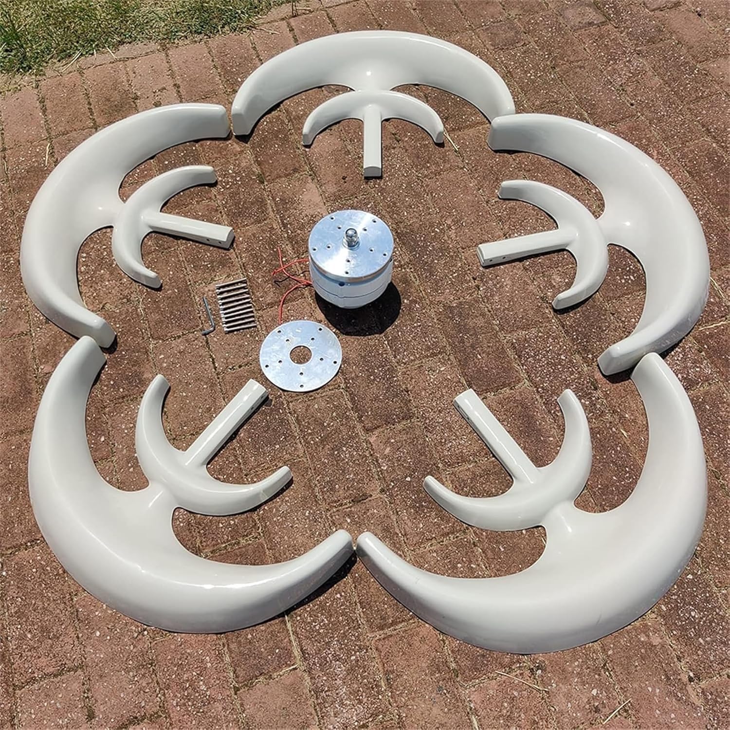 Wind Turbine Generator 2500W 12V24V48V Lantern 5 Blade Wind Generator Free Energy with MPPT Controller and Handheld Generator (Color : White, Size : 24V)