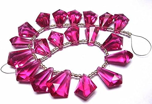 13 inch natural beads strand of 18x12mm faceted fancy rubelite pink quartz gemstone briolletes beads for DIY jewelry - necklace, bracelet, earring, ring.