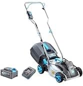 RB 40V 13-Inch Brushless Cordless Lawn Mower with 4.0Ah Lithium Battery & Fast Charger, 2-in-1 Lightweight Mower for Small Yards, Foldable Handle, 5 Cutting Height Adjustments