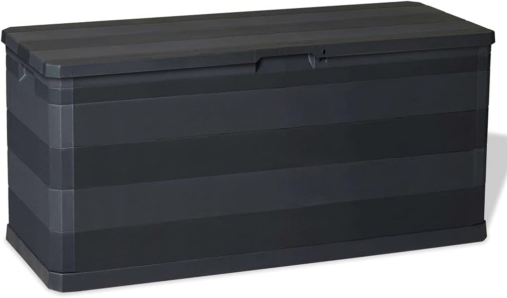 (Fast Shipments) Deck Box Cover Waterproof Patio Storage Box Cover Outdoor Back Yard Large Deck Storage Box Covers Protector for Winter Garden Storage Box Black 46.1