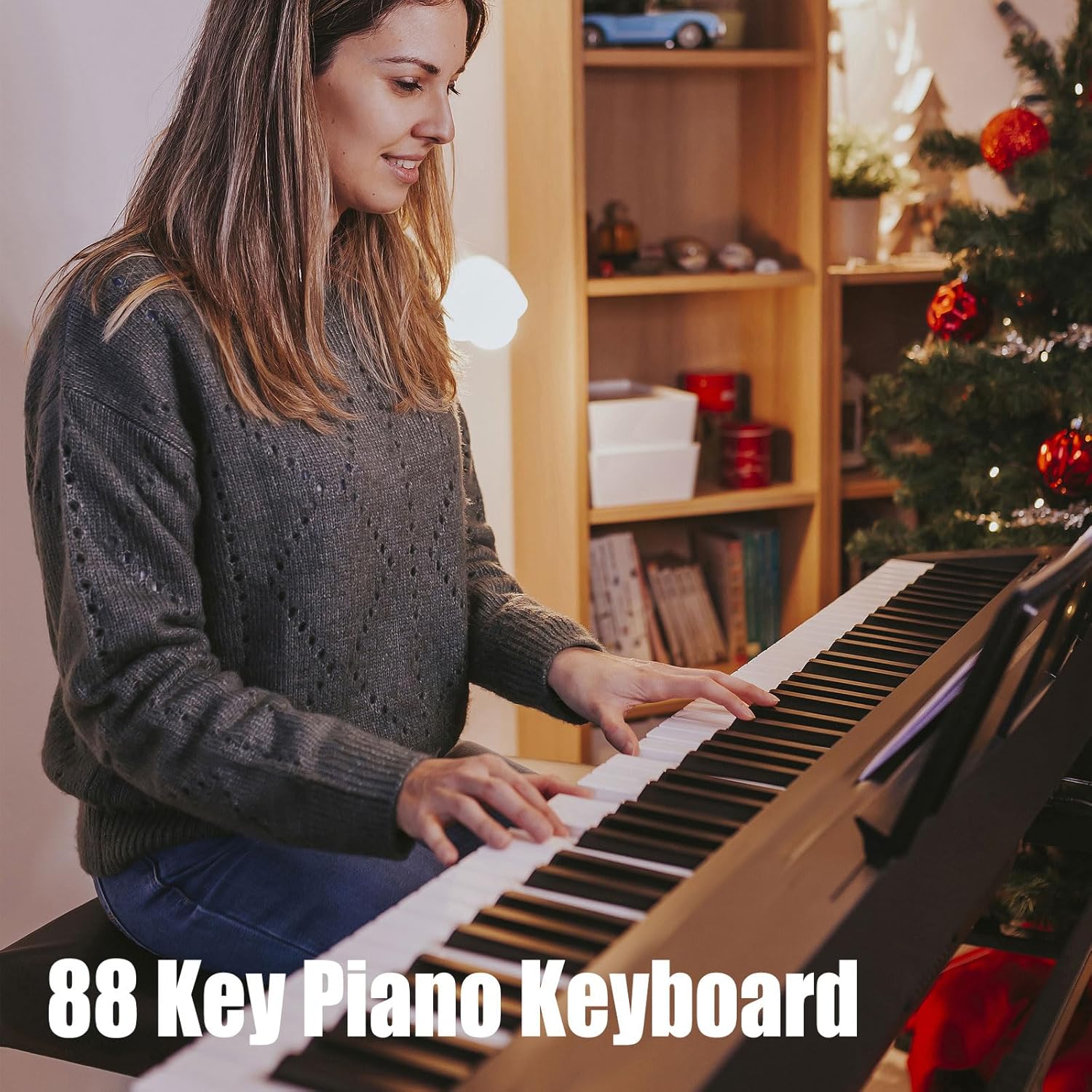 88 Key Keyboard Piano Electric Keyboard, 88 Key Digital Piano for for Beginner, with Power Adapter, Sustain Pedal, Stand, Bluetooth, Carrying Case, Headphones, USB-MIDI, for at Home/Stage