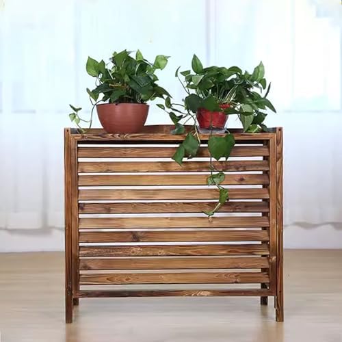Air Conditioner Cover Condenser Wood Panel Covers For Outside Air Conditioner Louvered Cover For Air Conditioner Unit Outside, Suitable Outdoor Air Conditioner ( Color : Carbonized color , Size : 115*